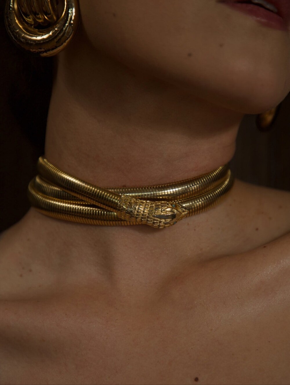 Accessocraft NYC gold tone stretch Vintage Snake Wrap Belt/Necklace